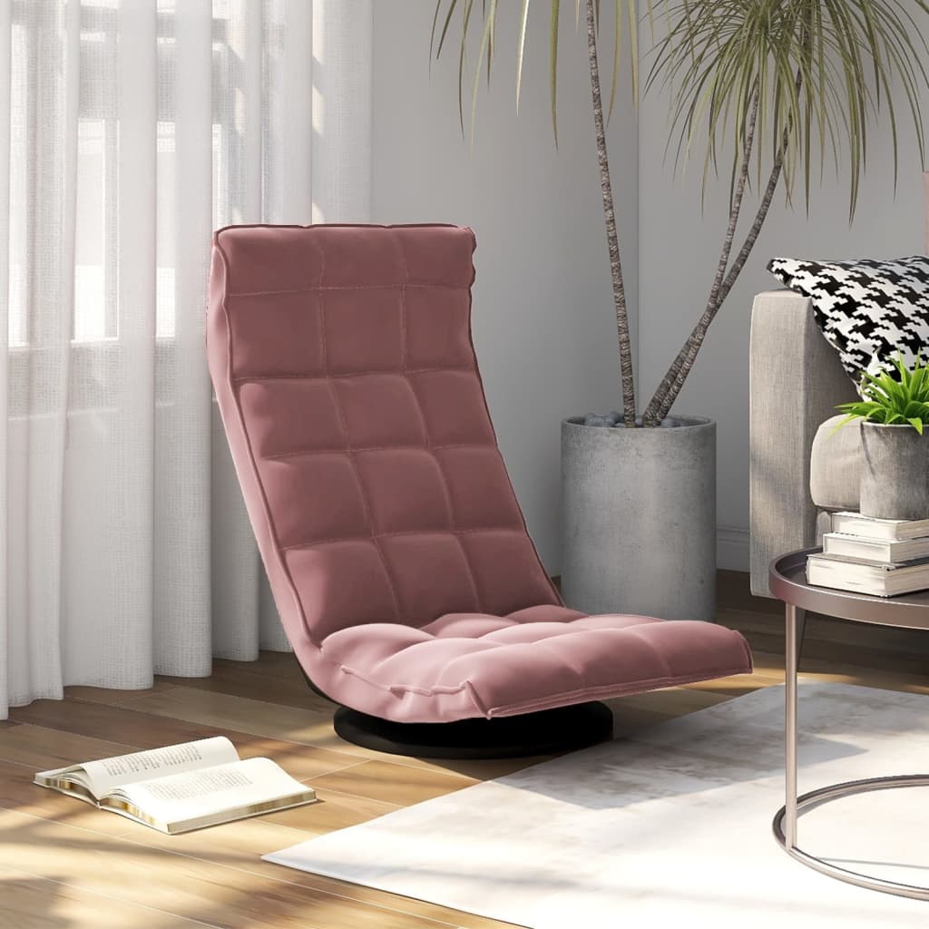Sedia da Pavimento Girevole Rosa in Velluto | homemem39