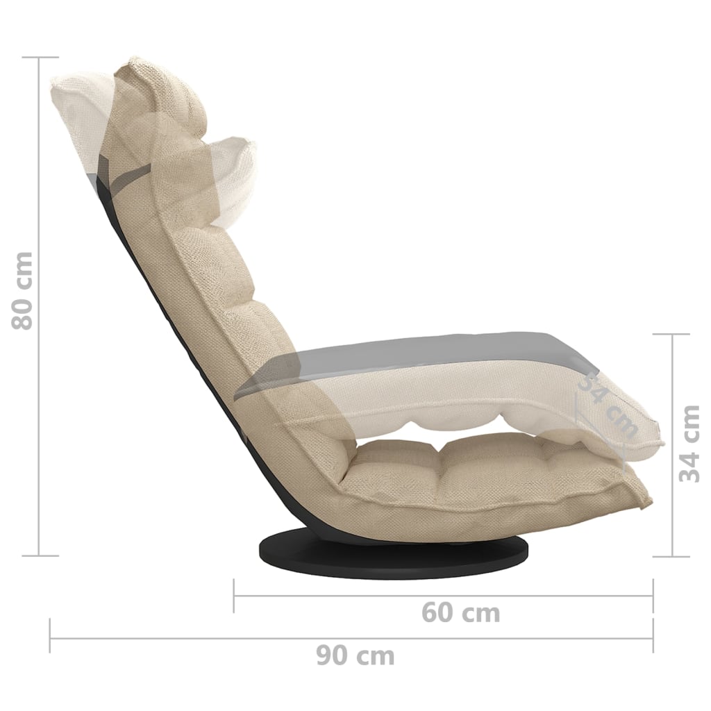 Sedia da Pavimento Girevole Crema in Tessuto | homemem39