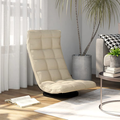 Sedia da Pavimento Girevole Crema in Tessuto | homemem39
