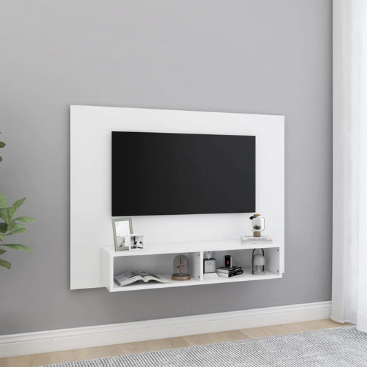 Mobile TV a Muro Bianco 120x23,5x90 cm in Legno Multistrato