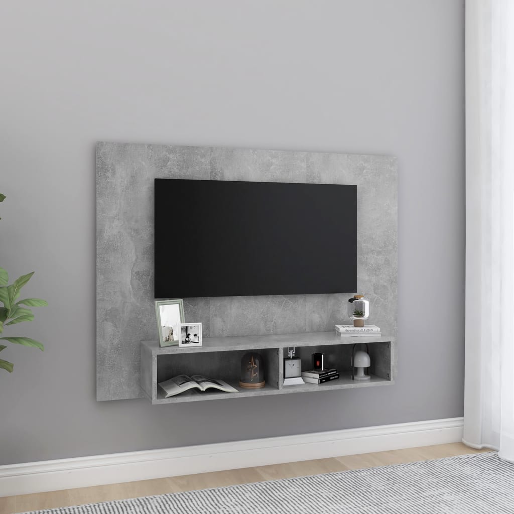 Mobile TV a Muro Grigio Cemento 120x23,5x90cm Legno Multistrato - homemem39