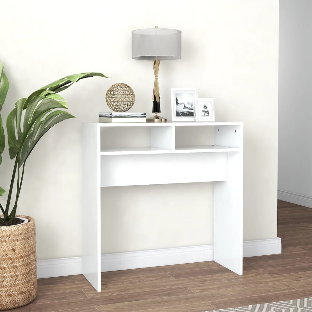 Tavolino Consolle Bianco 78x30x80 cm in Legno Multistrato - homemem39