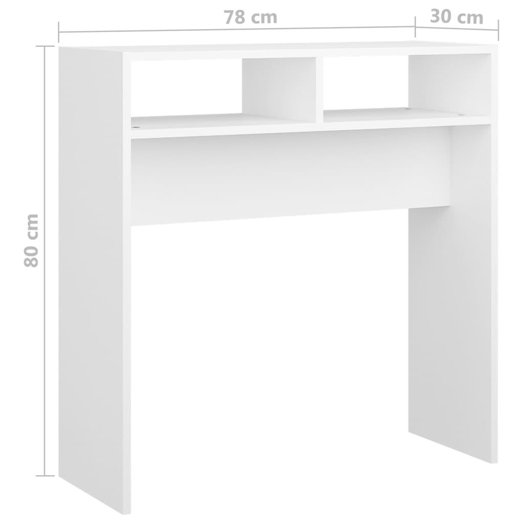 Tavolino Consolle Bianco 78x30x80 cm in Legno Multistrato - homemem39