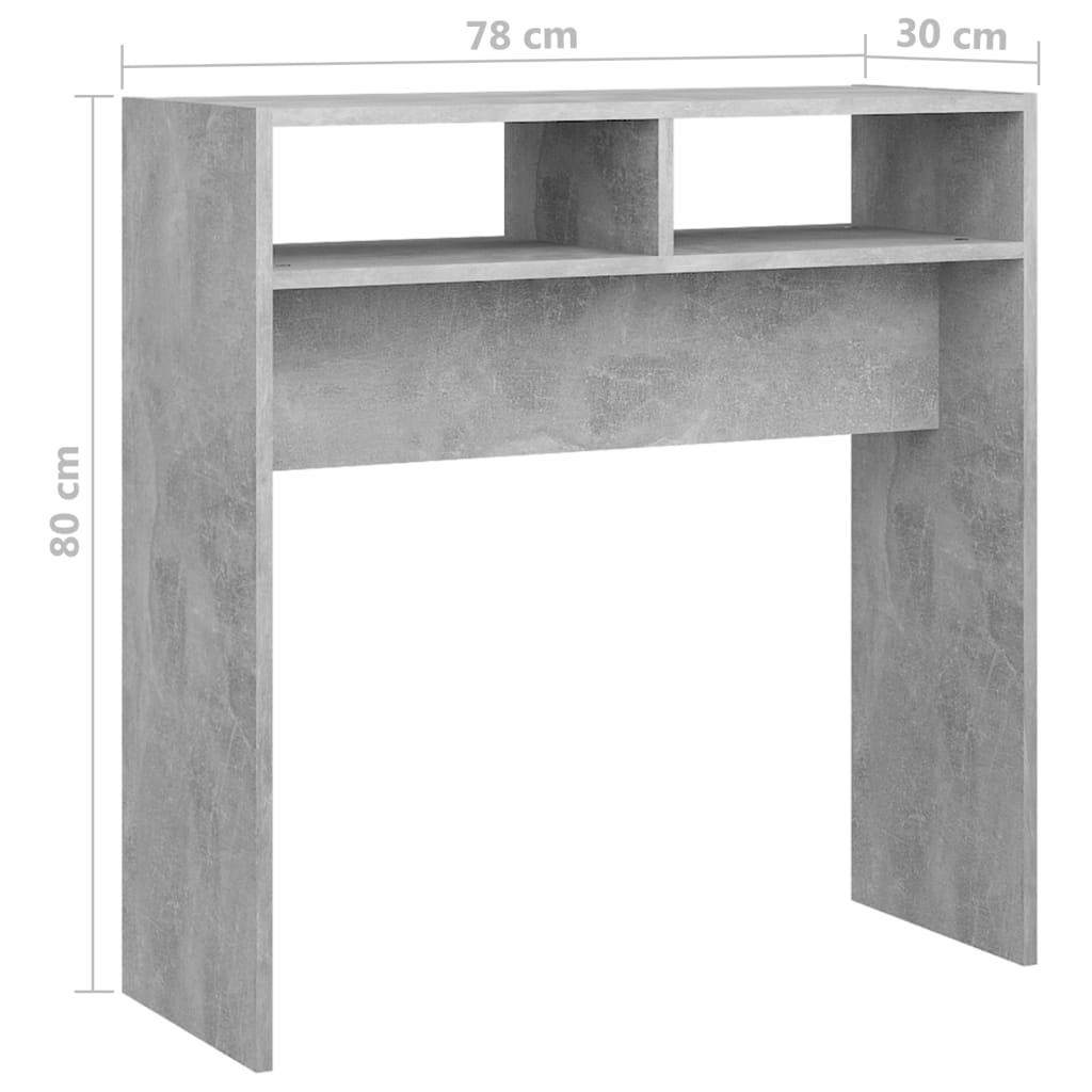 Tavolino Consolle Grigio Cemento 78x30x80cm Legno Multistrato - homemem39
