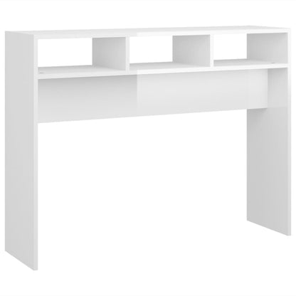 Tavolino Consolle Bianco Lucido 105x30x80 cm Legno Multistrato - homemem39