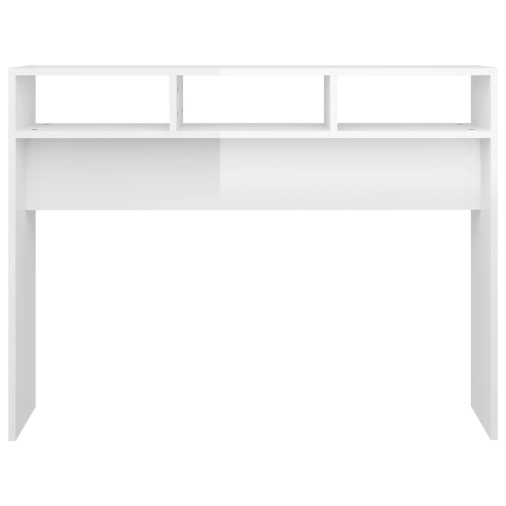 Tavolino Consolle Bianco Lucido 105x30x80 cm Legno Multistrato - homemem39