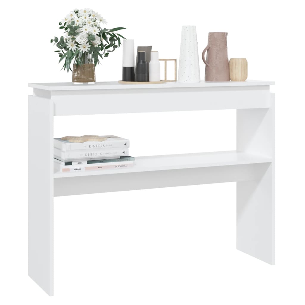 Tavolino Consolle Bianco 102x30x80 cm in Legno Multistrato - homemem39