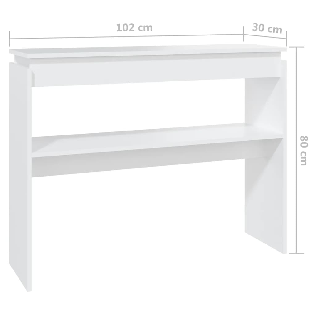 Tavolino Consolle Bianco 102x30x80 cm in Legno Multistrato - homemem39