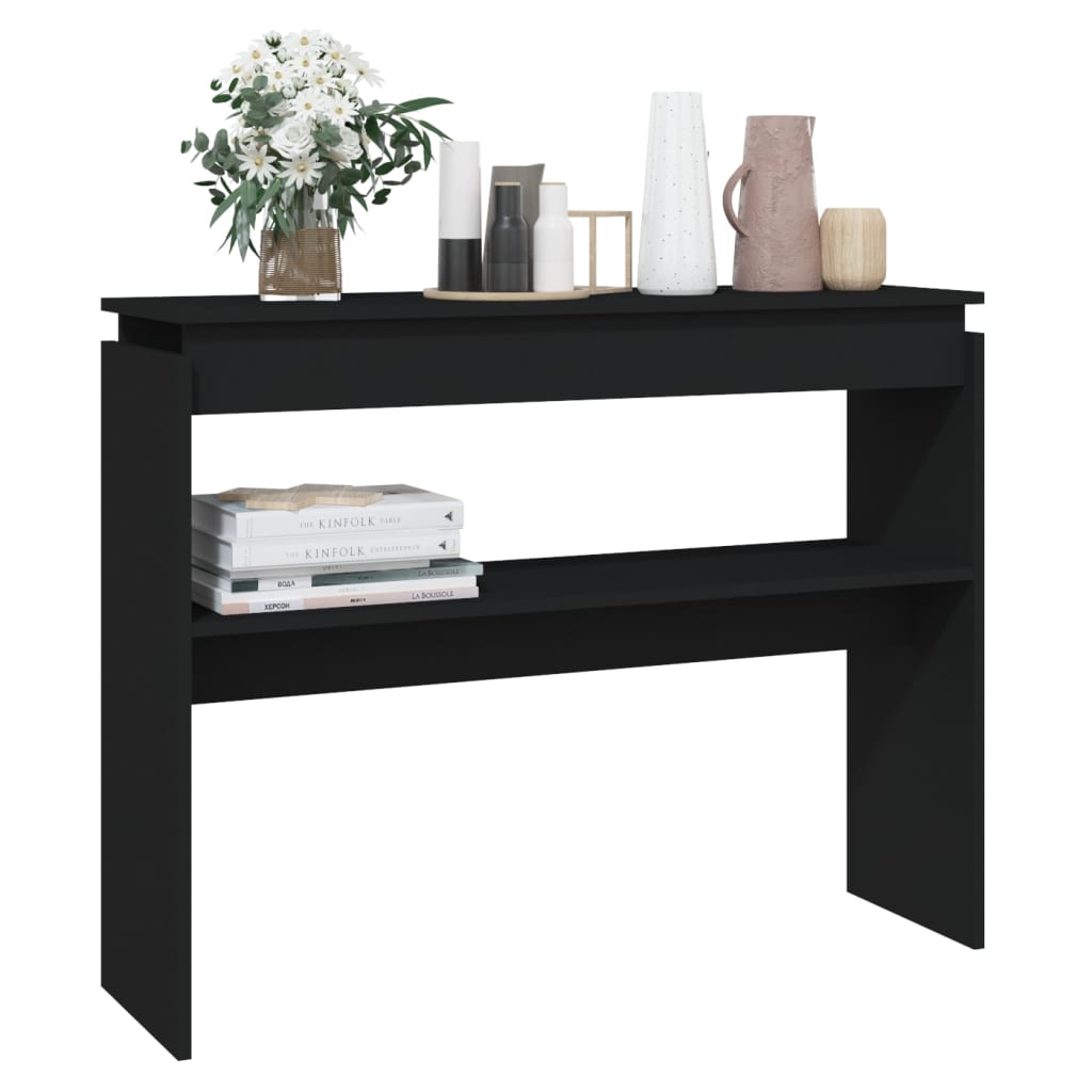 Tavolino Consolle Nero 102x30x80 cm in Legno Multistrato - homemem39