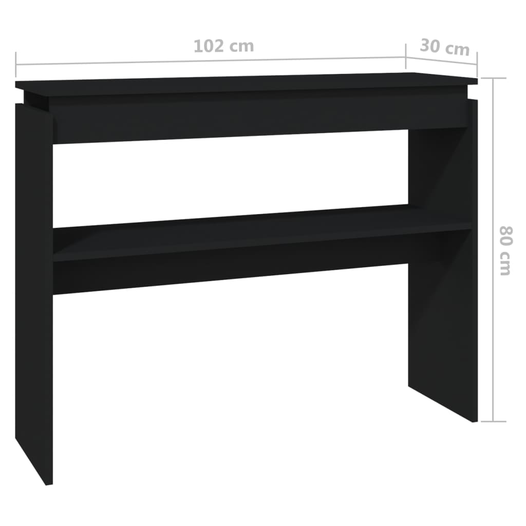Tavolino Consolle Nero 102x30x80 cm in Legno Multistrato - homemem39