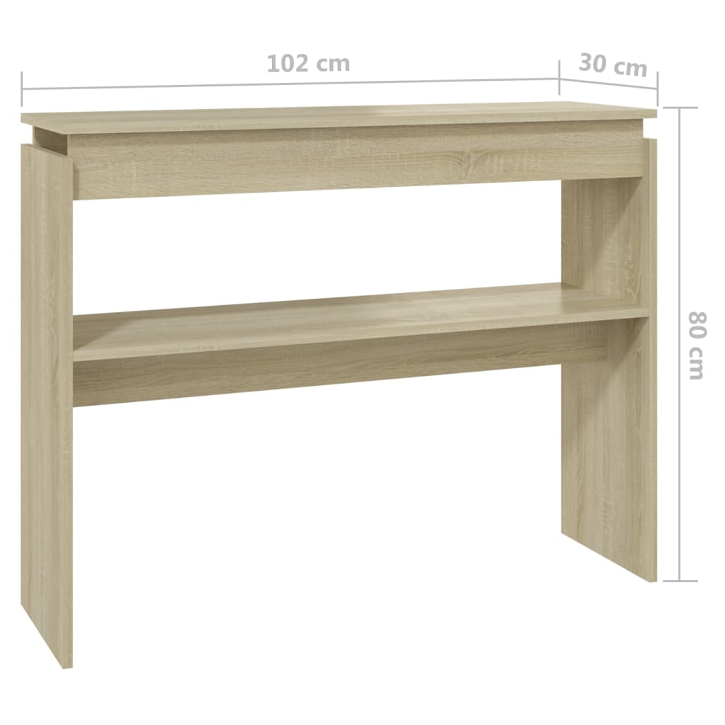 Tavolino Consolle Rovere Sonoma 102x30x80 cm Legno Multistrato - homemem39