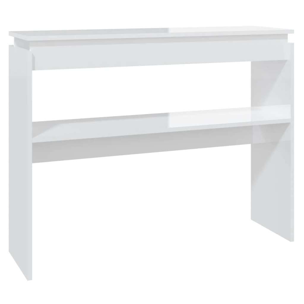 Tavolino Consolle Bianco Lucido 102x30x80 cm Legno Multistrato - homemem39
