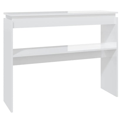 Tavolino Consolle Bianco Lucido 102x30x80 cm Legno Multistrato - homemem39