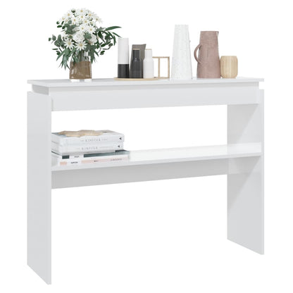 Tavolino Consolle Bianco Lucido 102x30x80 cm Legno Multistrato - homemem39