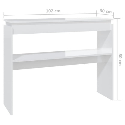 Tavolino Consolle Bianco Lucido 102x30x80 cm Legno Multistrato - homemem39