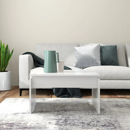 Tavolino da Salotto Bianco Lucido 68x50x38 cm Legno Multistrato | homemem39
