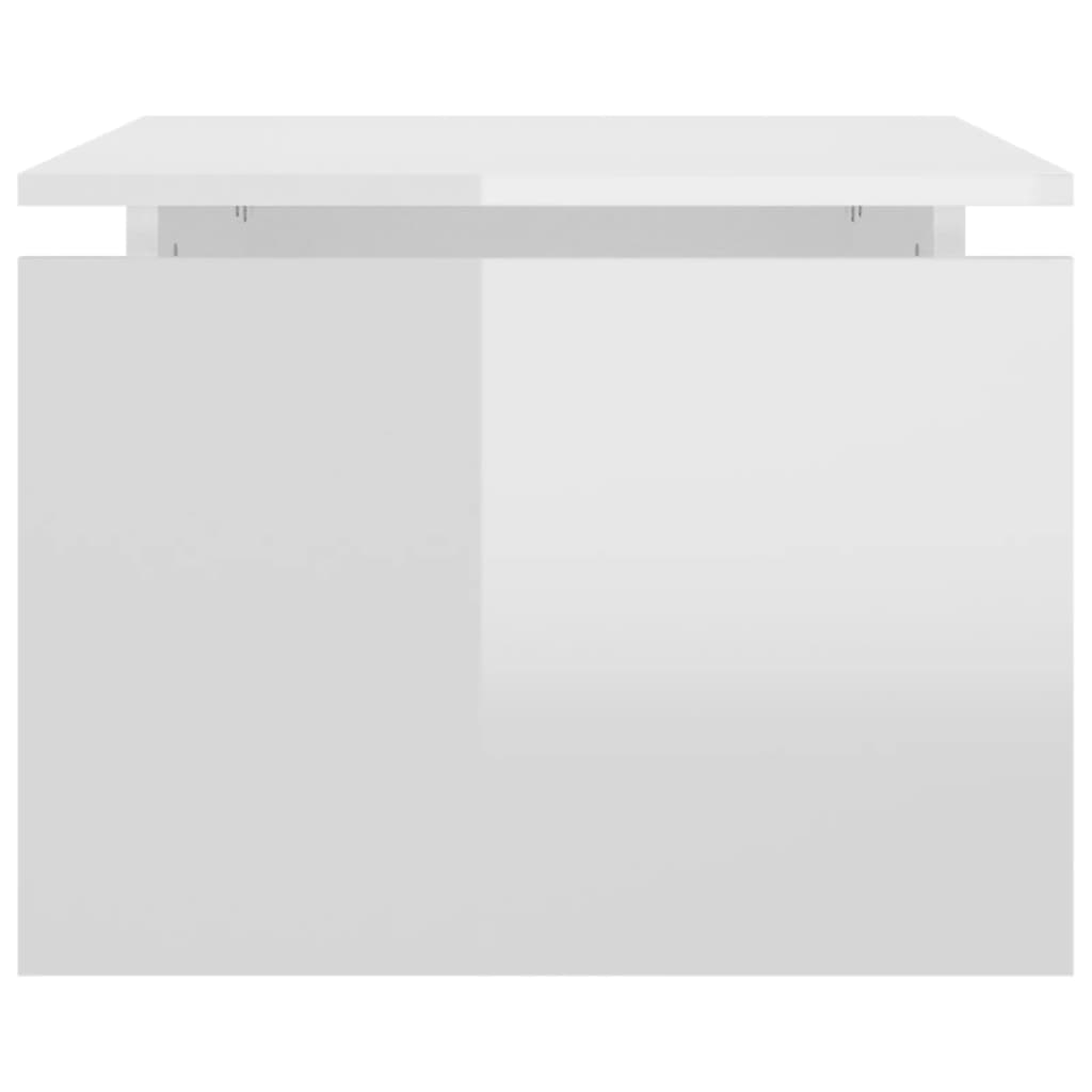Tavolino da Salotto Bianco Lucido 68x50x38 cm Legno Multistrato | homemem39