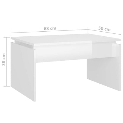 Tavolino da Salotto Bianco Lucido 68x50x38 cm Legno Multistrato