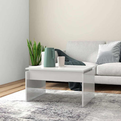 Tavolino da Salotto Bianco Lucido 68x50x38 cm Legno Multistrato