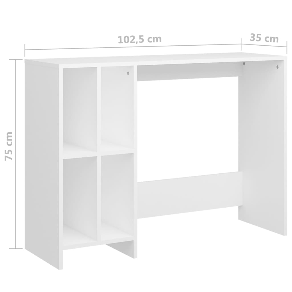 Scrivania Bianca 102,5x35x75 cm in Legno Multistrato - homemem39