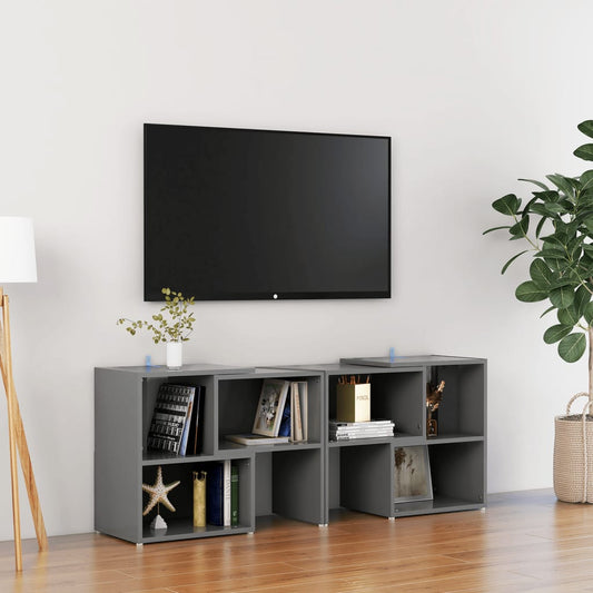 Mobile TV Grigio 104x30x52 cm in Legno Multistrato - homemem39