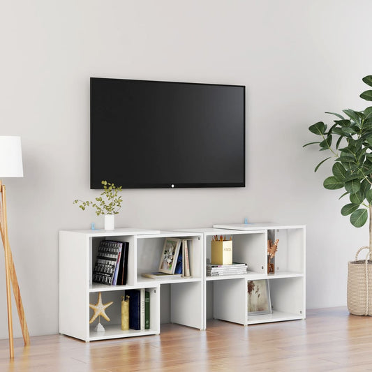 Mobile Porta TV Bianco Lucido 104x30x52 cm in Legno Multistrato - homemem39