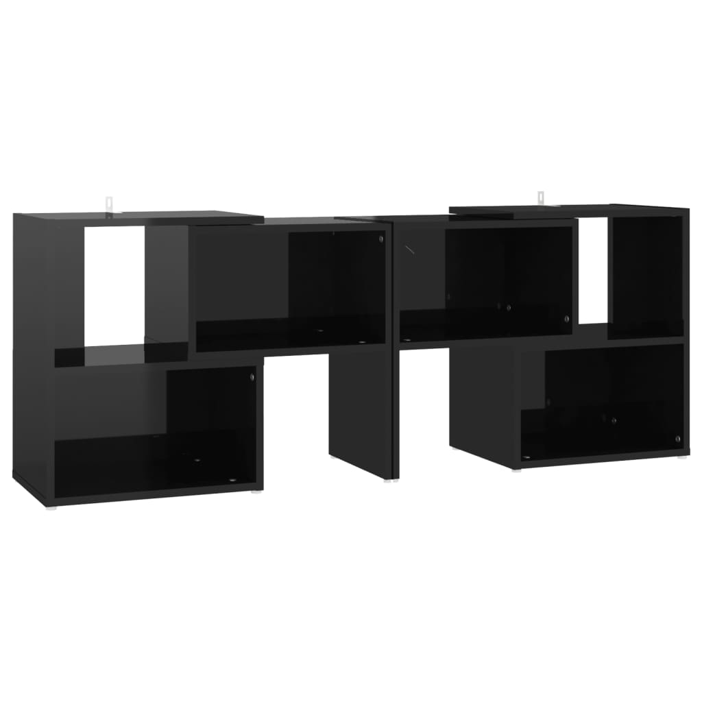 Mobile Porta TV Nero Lucido 104x30x52 cm in Legno Multistrato - homemem39