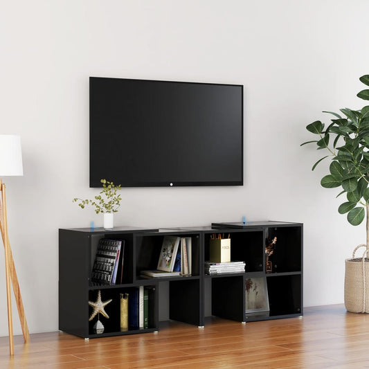 Mobile Porta TV Nero Lucido 104x30x52 cm in Legno Multistrato - homemem39