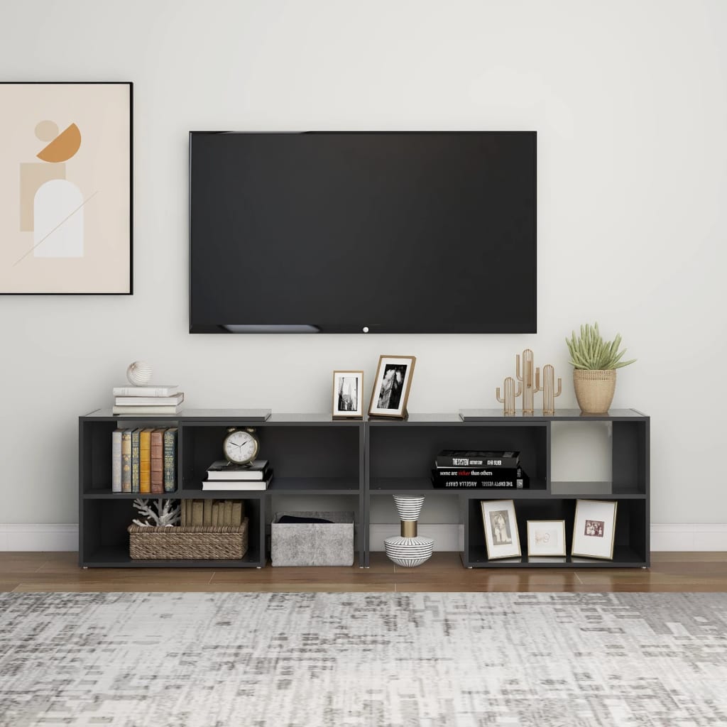 Mobile Porta TV Grigio 149x30x52 cm in Legno Multistrato - homemem39