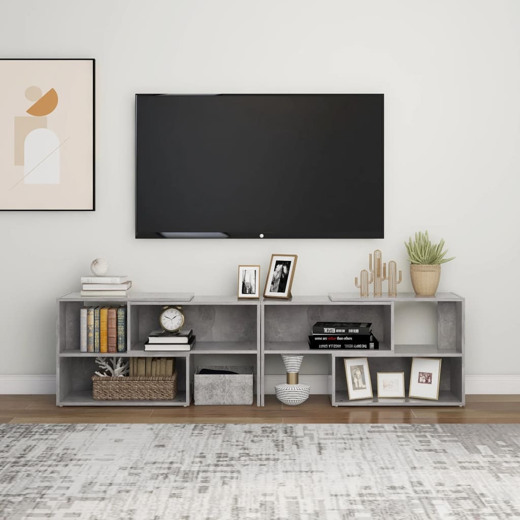 Mobile Porta TV Grigio Cemento 149x30x52cm in Legno Multistrato - homemem39