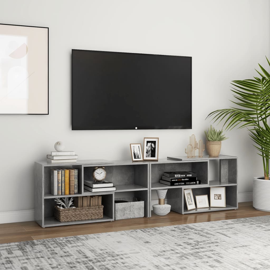 Mobile Porta TV Grigio Cemento 149x30x52cm in Legno Multistrato - homemem39