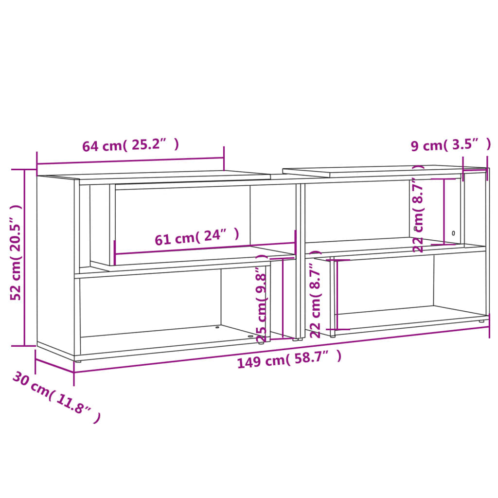 Mobile Porta TV Grigio Lucido 149x30x52 cm in Legno Multistrato