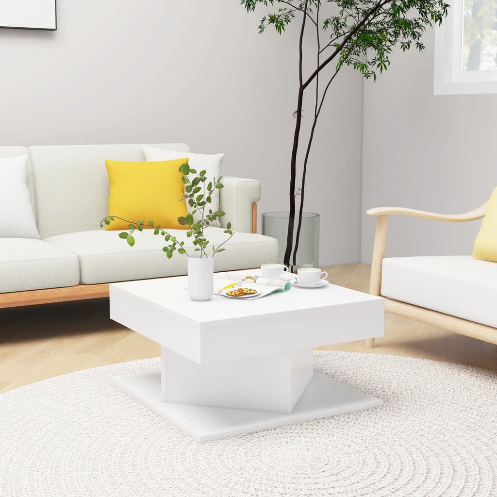 Tavolino da Salotto Bianco 57x57x30 cm in Legno Multistrato | homemem39