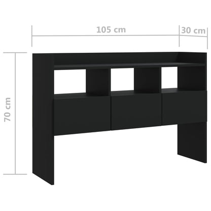 Black Sideboard 105x30x70 cm in Multilayer Wood