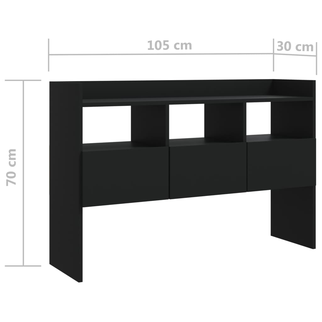 Credenza Nera 105x30x70 cm in Legno Multistrato - homemem39