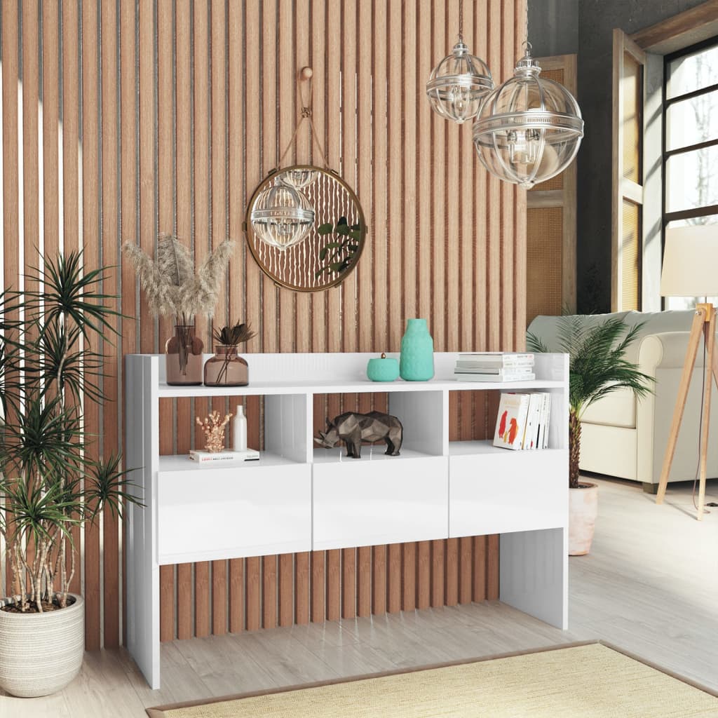 Credenza Bianco Lucido 105x30x70 cm in Legno Multistrato - homemem39