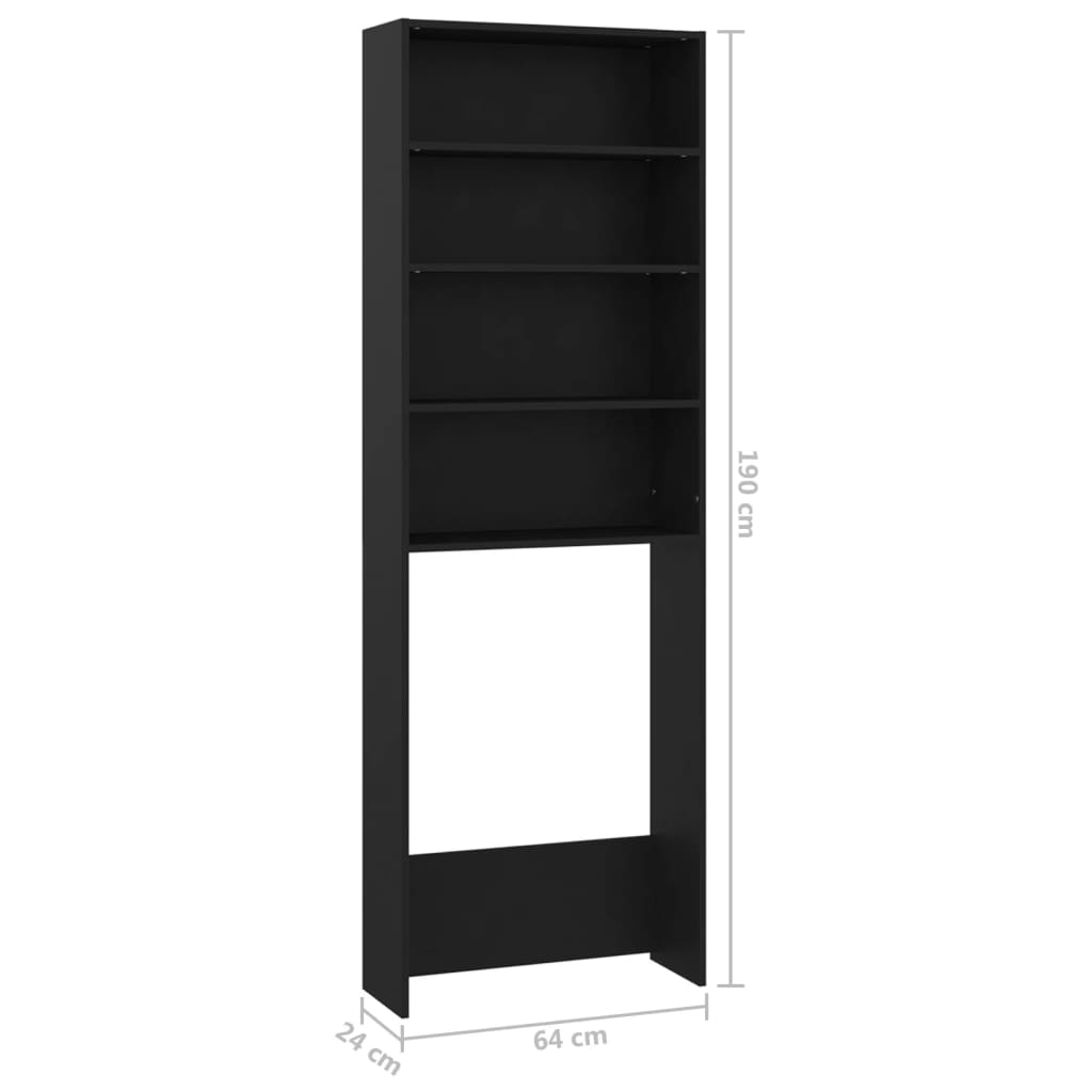 Mobile per Lavatrice Nero 64x24x190 cm - homemem39