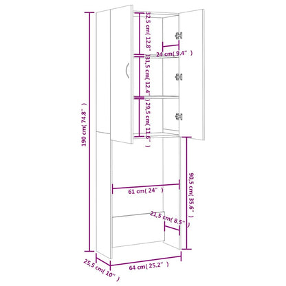 Mobile per Lavatrice Bianco 64x25,5x190 cm
