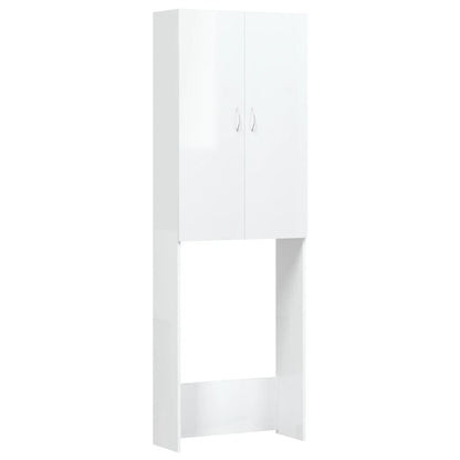 Mobile per Lavatrice Bianco Lucido 64x25,5x190 cm