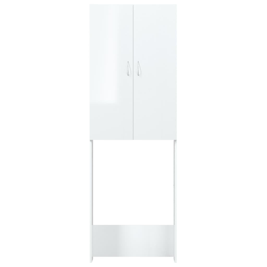 Mobile per Lavatrice Bianco Lucido 64x25,5x190 cm