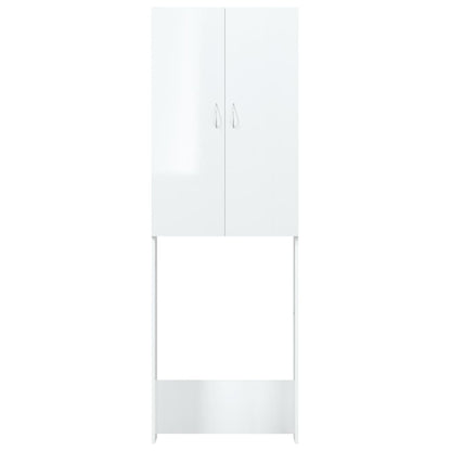 Mobile per Lavatrice Bianco Lucido 64x25,5x190 cm