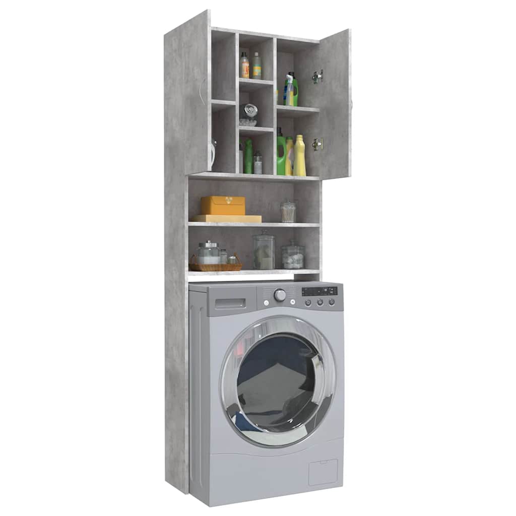 Mobile per Lavatrice Grigio Cemento 64x25,5x190 cm