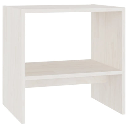 Comodino Bianco 40x30,5x40 cm in Legno Massello di Pino - homemem39