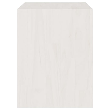 Comodino Bianco 40x30,5x40 cm in Legno Massello di Pino