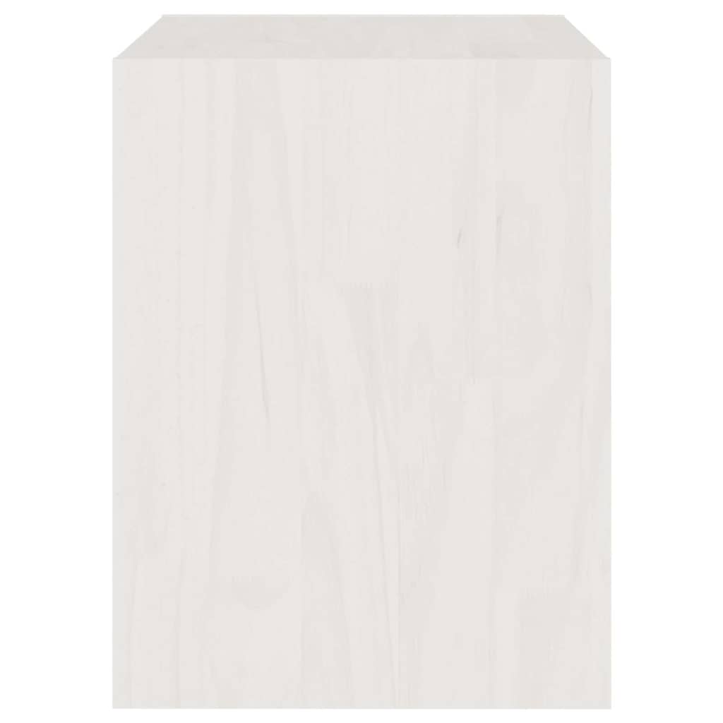 Comodino Bianco 40x30,5x40 cm in Legno Massello di Pino