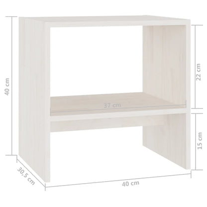 Comodino Bianco 40x30,5x40 cm in Legno Massello di Pino - homemem39