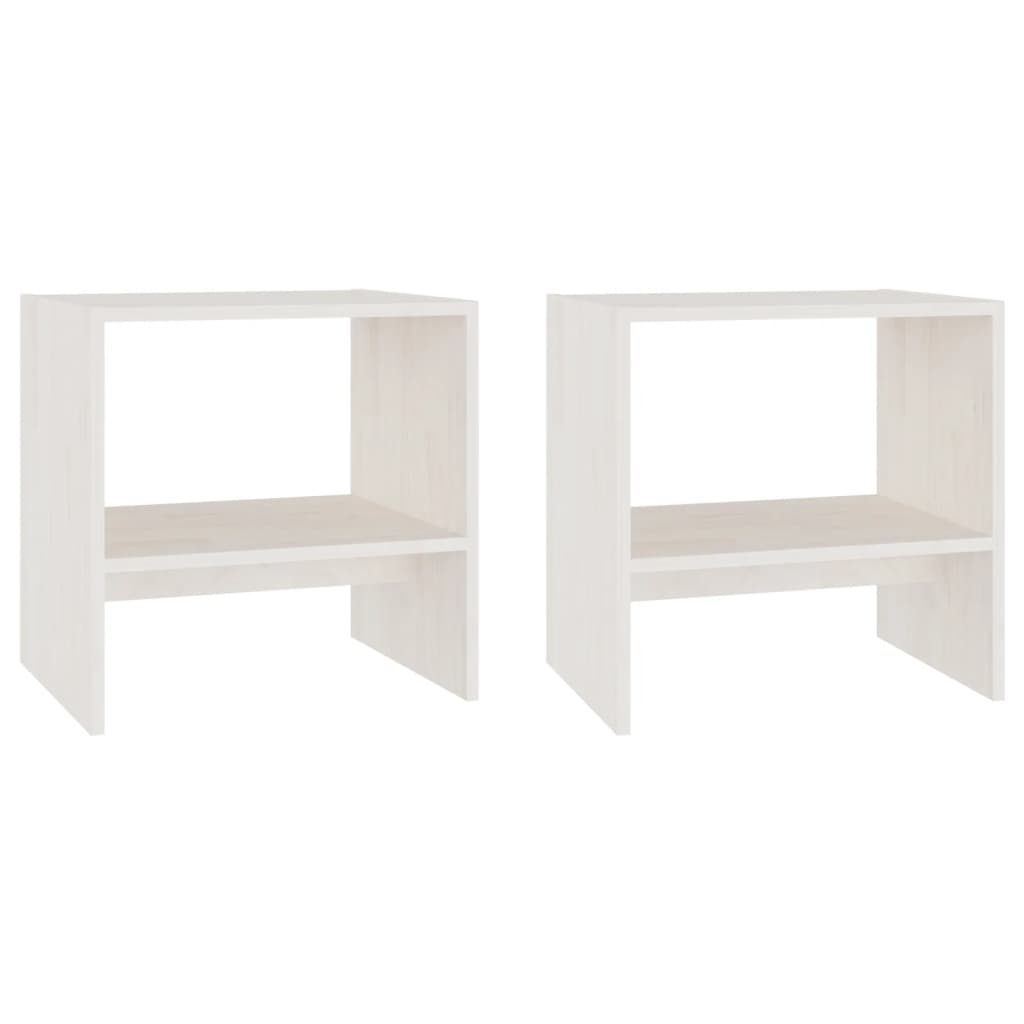 Comodini 2 pz Bianchi 40x30,5x40 cm in Legno Massello di Pino - homemem39