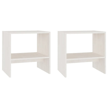 Comodini 2 pz Bianchi 40x30,5x40 cm in Legno Massello di Pino - homemem39