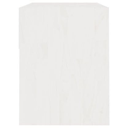 Comodino Bianco 40x31x40 cm in Legno Massello di Pino - homemem39