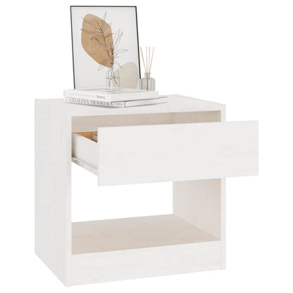 Comodini 2 pz Bianchi 40x31x40 cm in Legno Massello di Pino